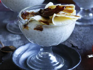 COCONUT SAGO   with ginger and palm sugar syrup
