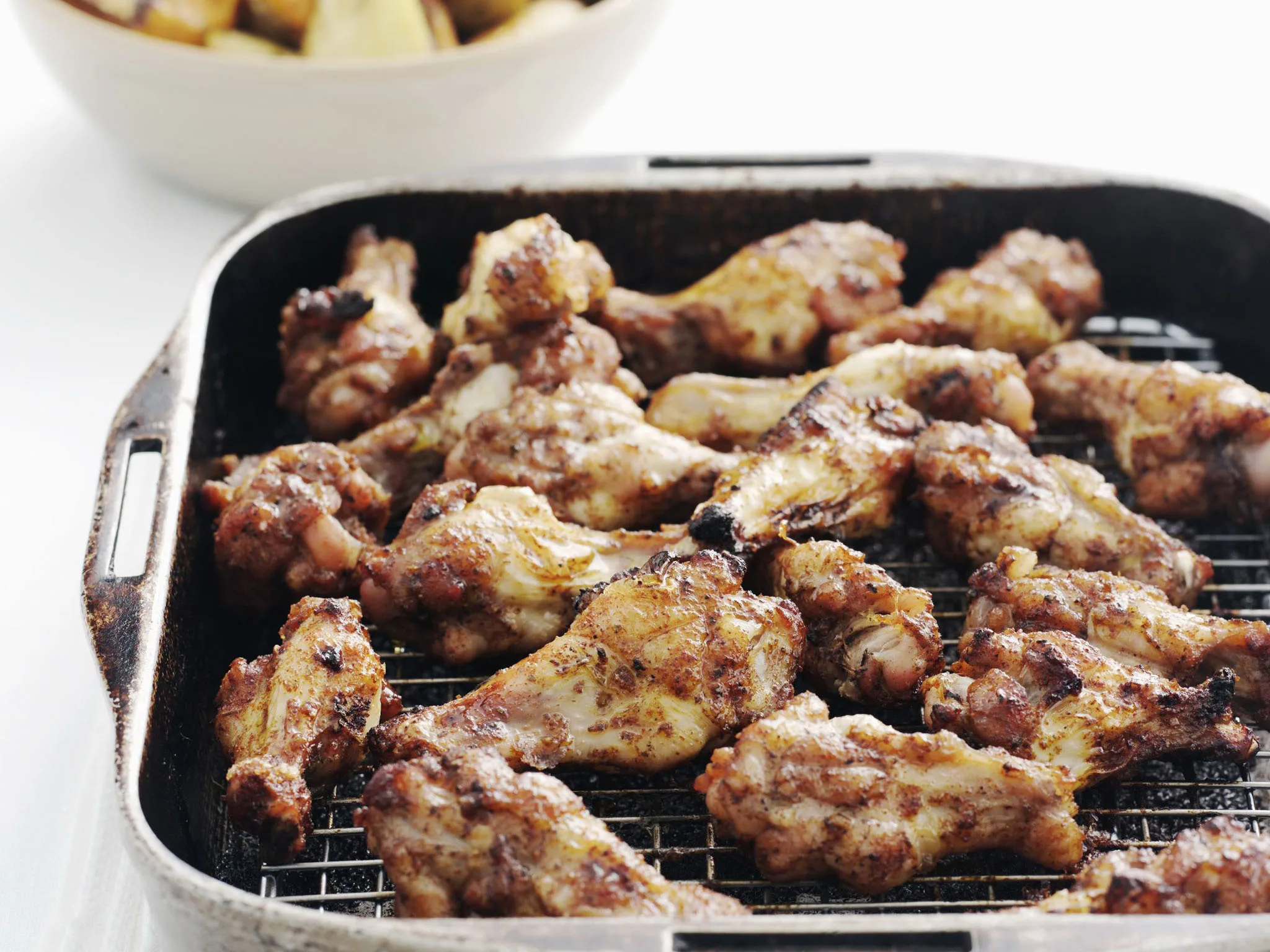 sticky drumettes with roasted root vegies