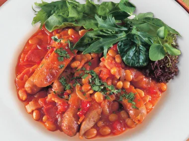 chicken sausages with beans