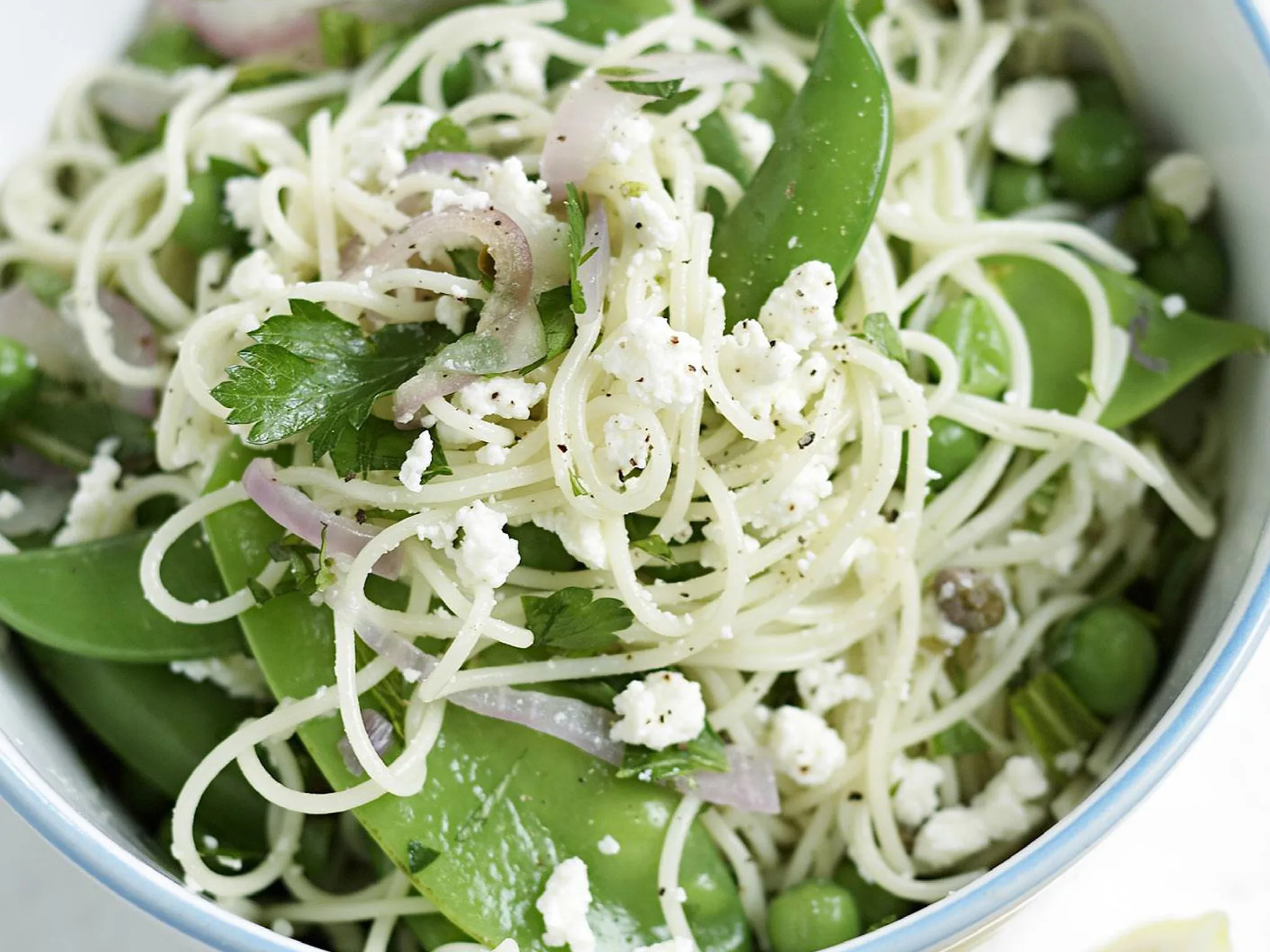 Angel hair pasta with peas and ricotta