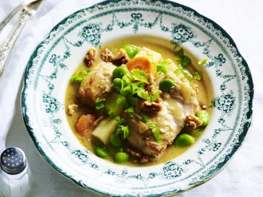 CHICKEN, CELERIAC AND BROAD BEAN CASSEROLE