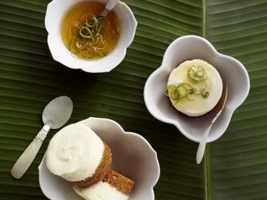 palm sugar and lime cheesecakes