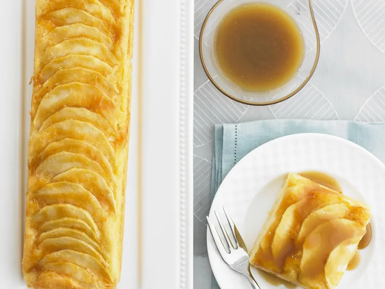 apple cake with brandy butterscotch sauce