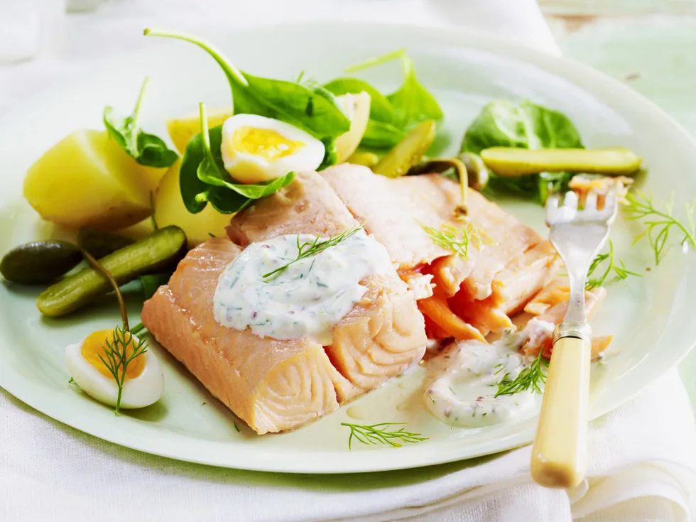 poached trout with potatoes