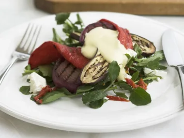 eggplant, fetta and semi-dried tomato salad