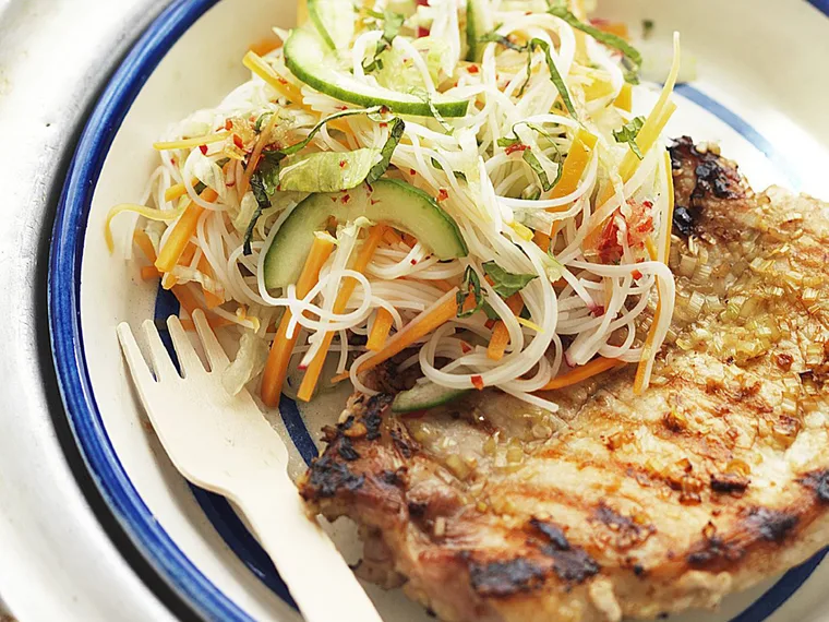 vietnamese pork steaks with noodle salad