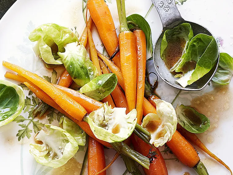 baby carrots and brussels sprouts