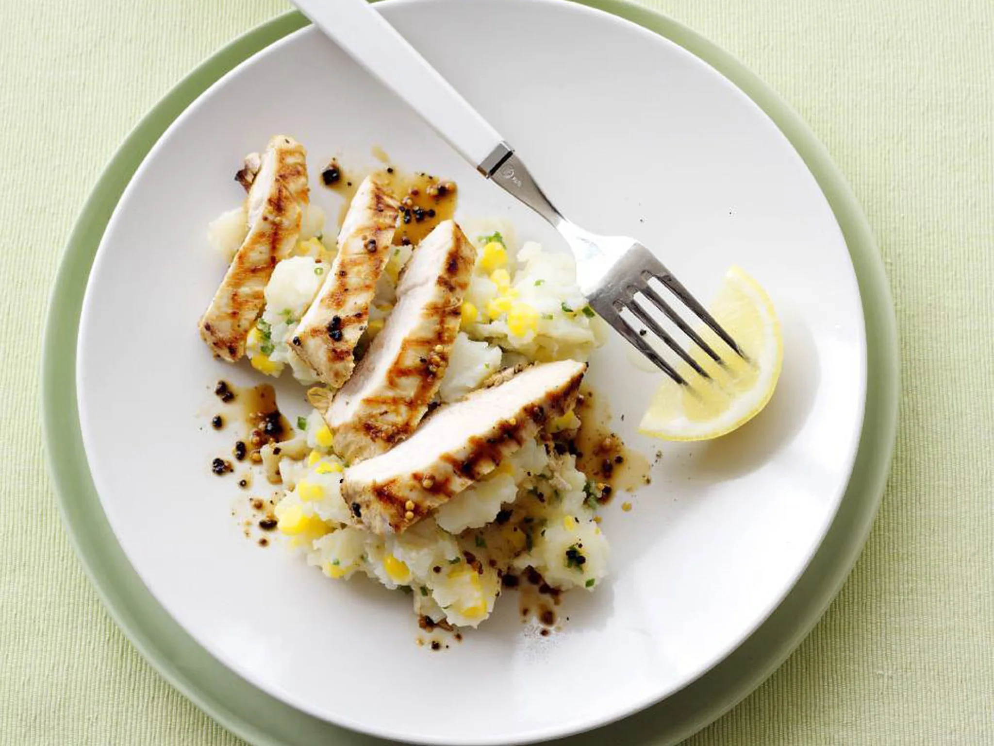 grilled mustard-chicken with potato smash