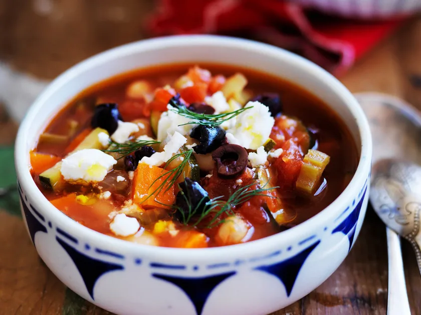 Greek Butter Bean Soup with Fetta and Olives