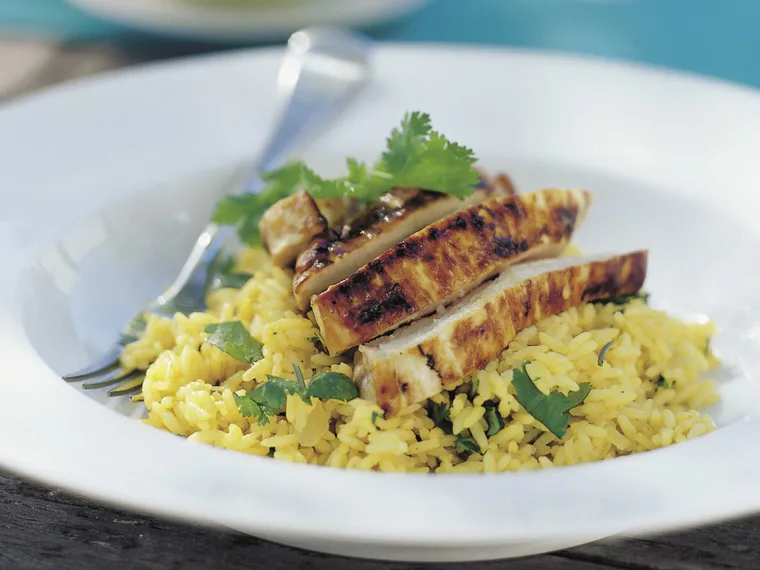 Chutney chicken breast with kashmiri pilaf