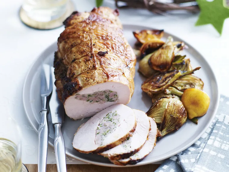 ITALIAN-STYLE TURKEY ROLL WITH PorkandFennelSausageStuffing