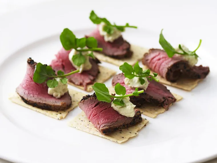 peppered beef and blue cheese canap&eacute;s