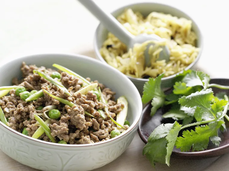 beef keema with cumin and currant pulao
