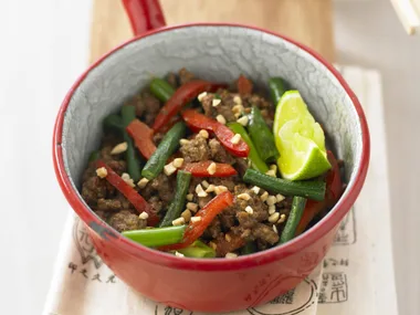 chilli garlic mince with snake beans