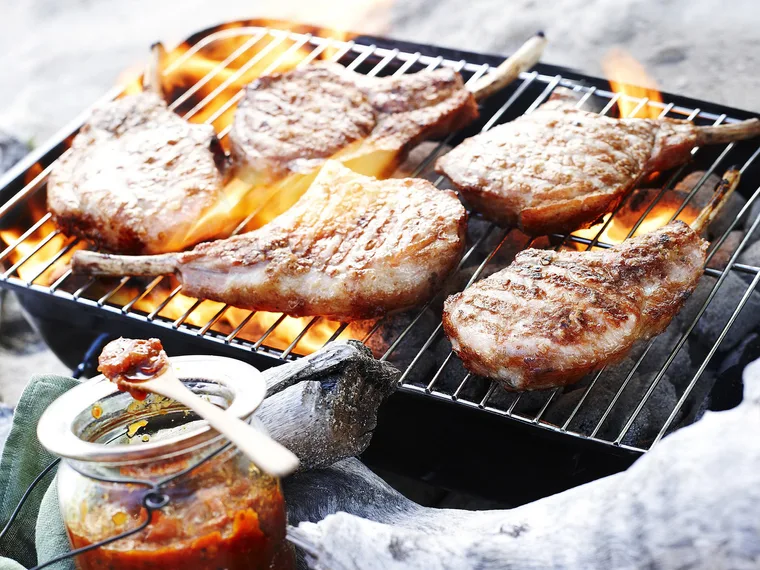 pork cutlets with tomato chilli jam