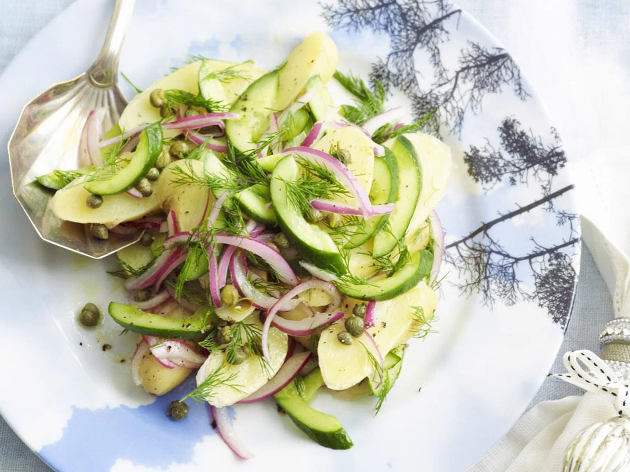 warm kipfler and cucumber salad with dill