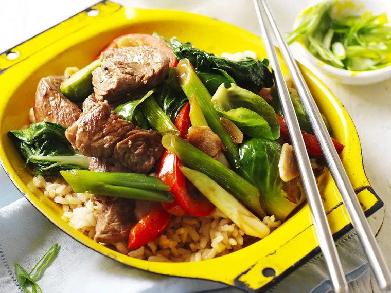 pepper beef stir-fry with brussels sprouts