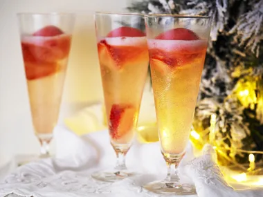 strawberry sorbet with moscato