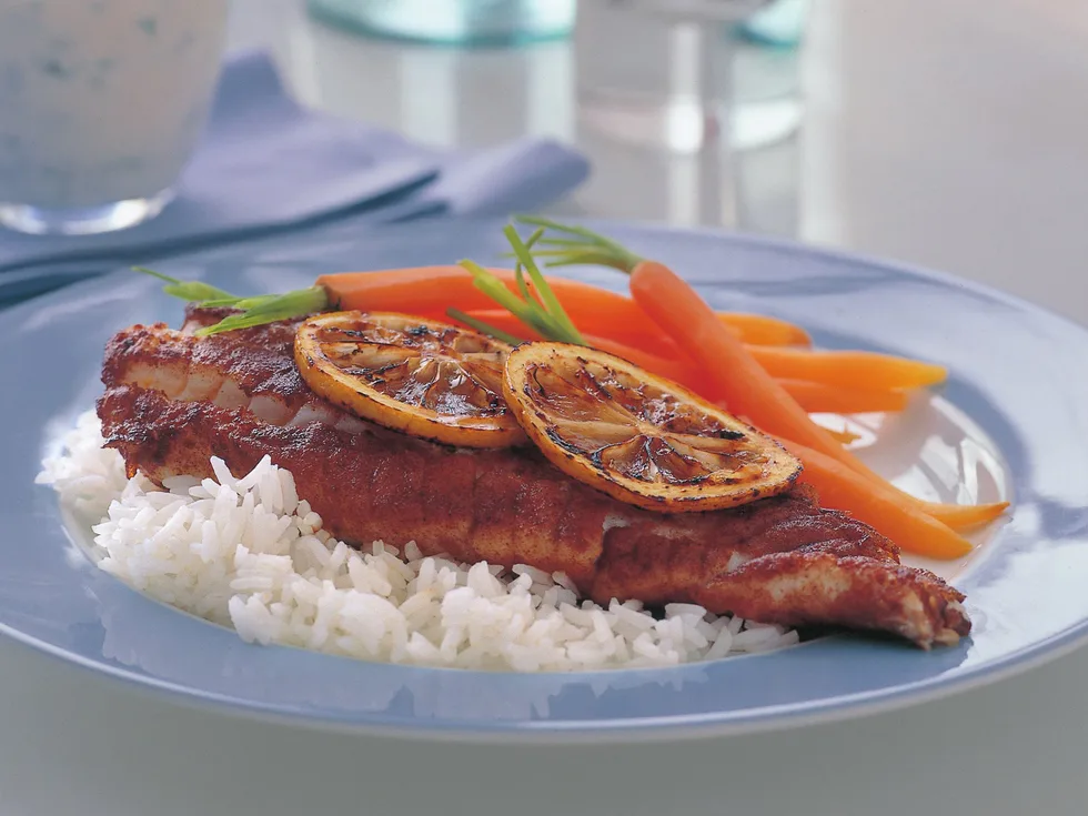 SPICED FISH WITH LEMON YOGURT SAUCE