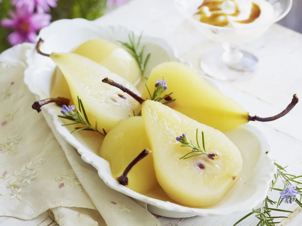 ROSEMARY AND HONEY POACHED PEARS