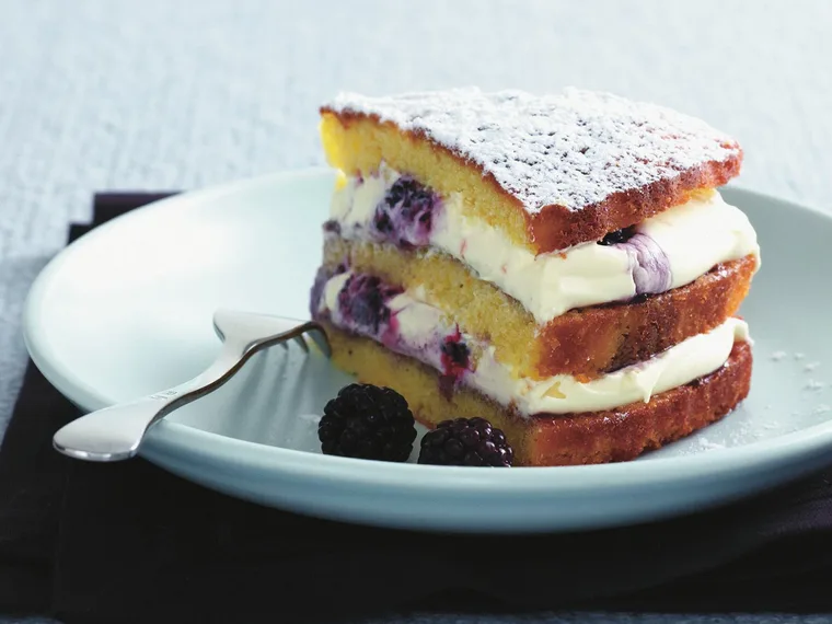 Blackberry and orange mascarpone cake