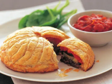VEGETABLE PITHIVIERS WITH TOMATO SAUCE