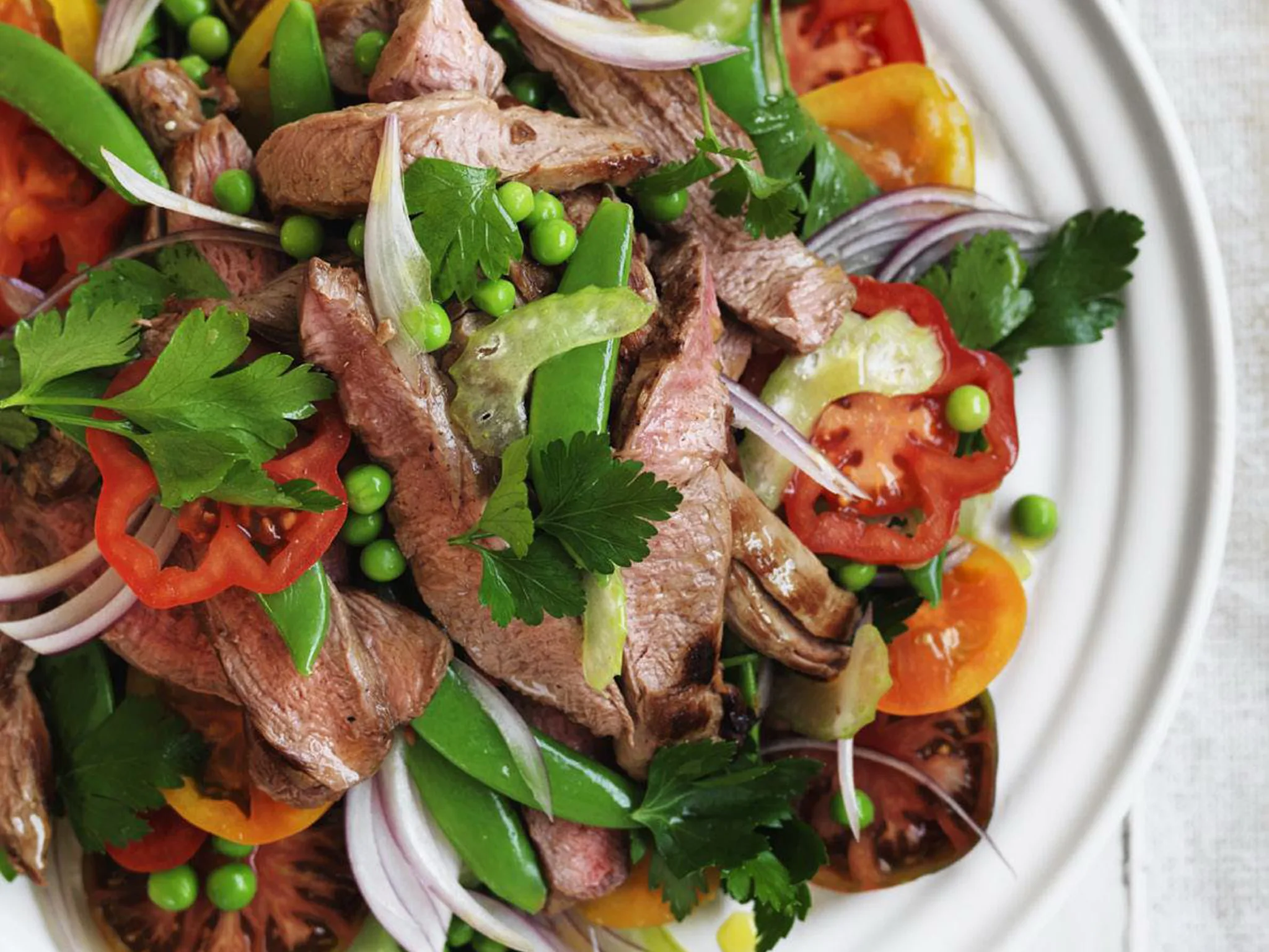 GRILLED LAMB & WARM PEA SALAD