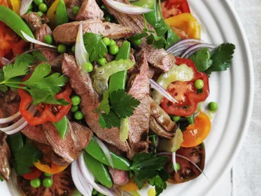 GRILLED LAMB & WARM PEA SALAD