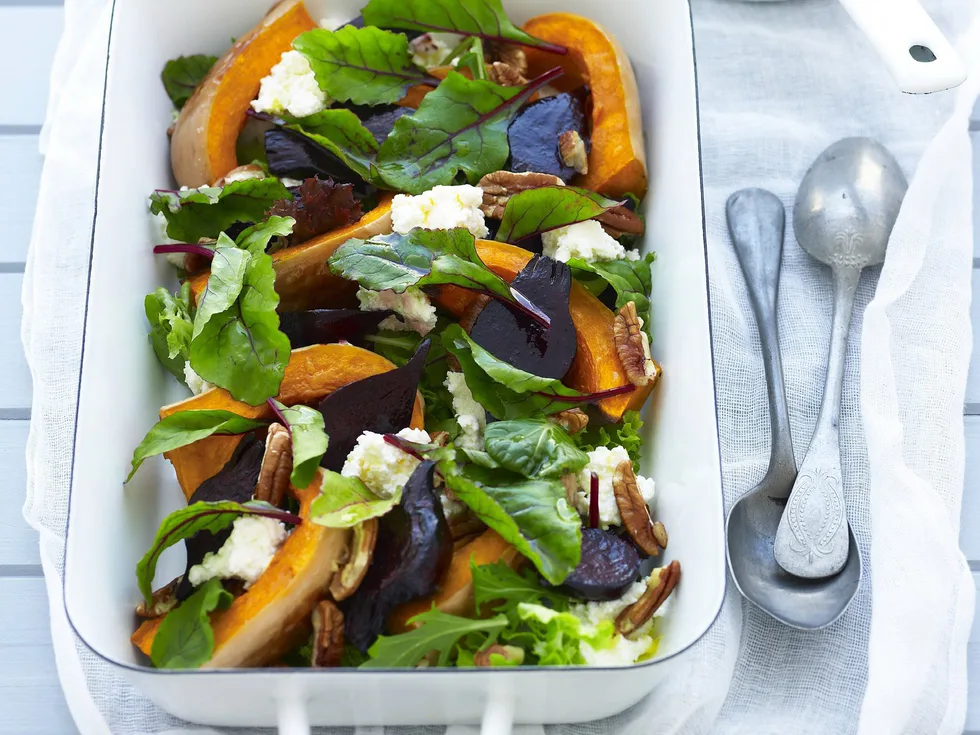 Pumpkin, ricotta and beetroot salad