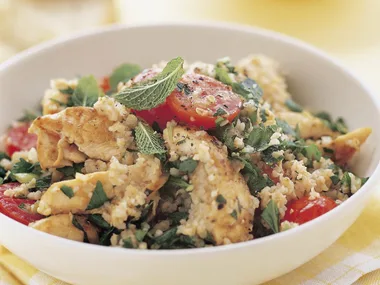 Warm chicken tabbouleh stir-fry