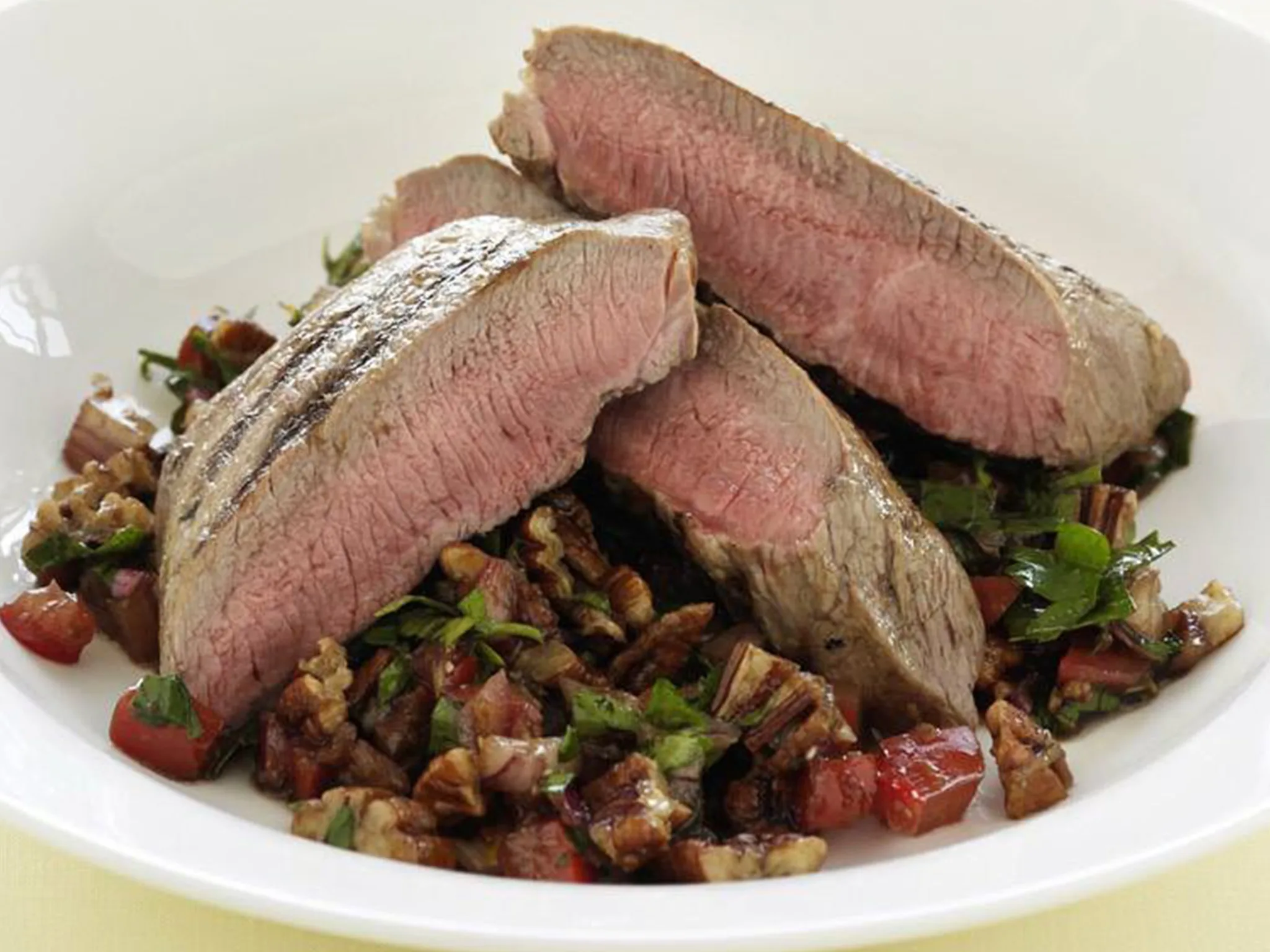 LAMB WITH PECAN & TOMATO SALSA