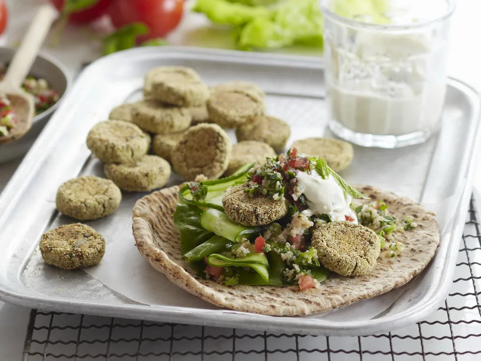 felafel rolls with tabbouleh