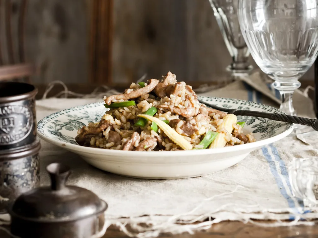 five-spice chicken with brown rice