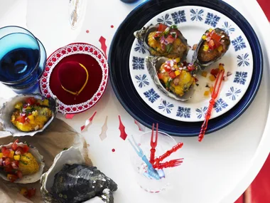 fried oysters with salsa