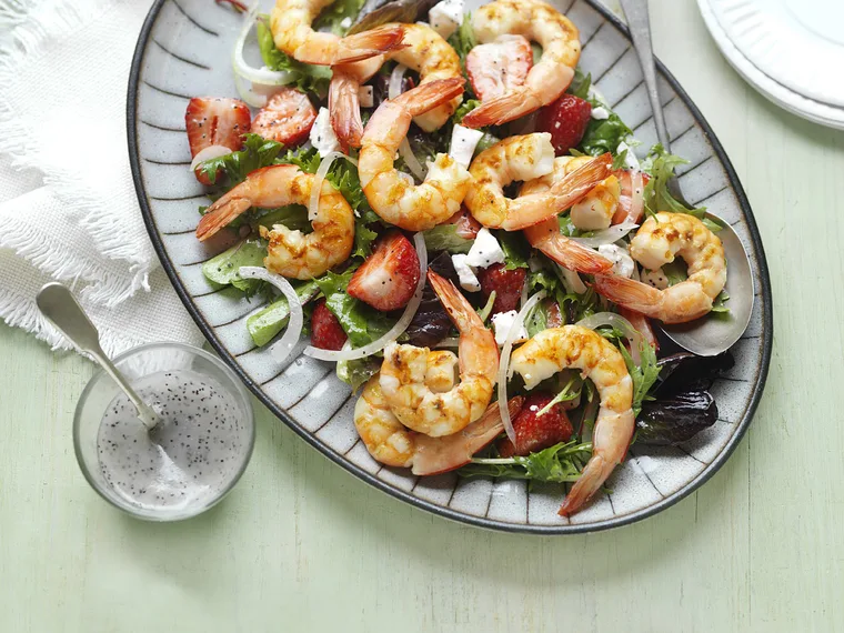 prawn, strawberry & poppy seed salad