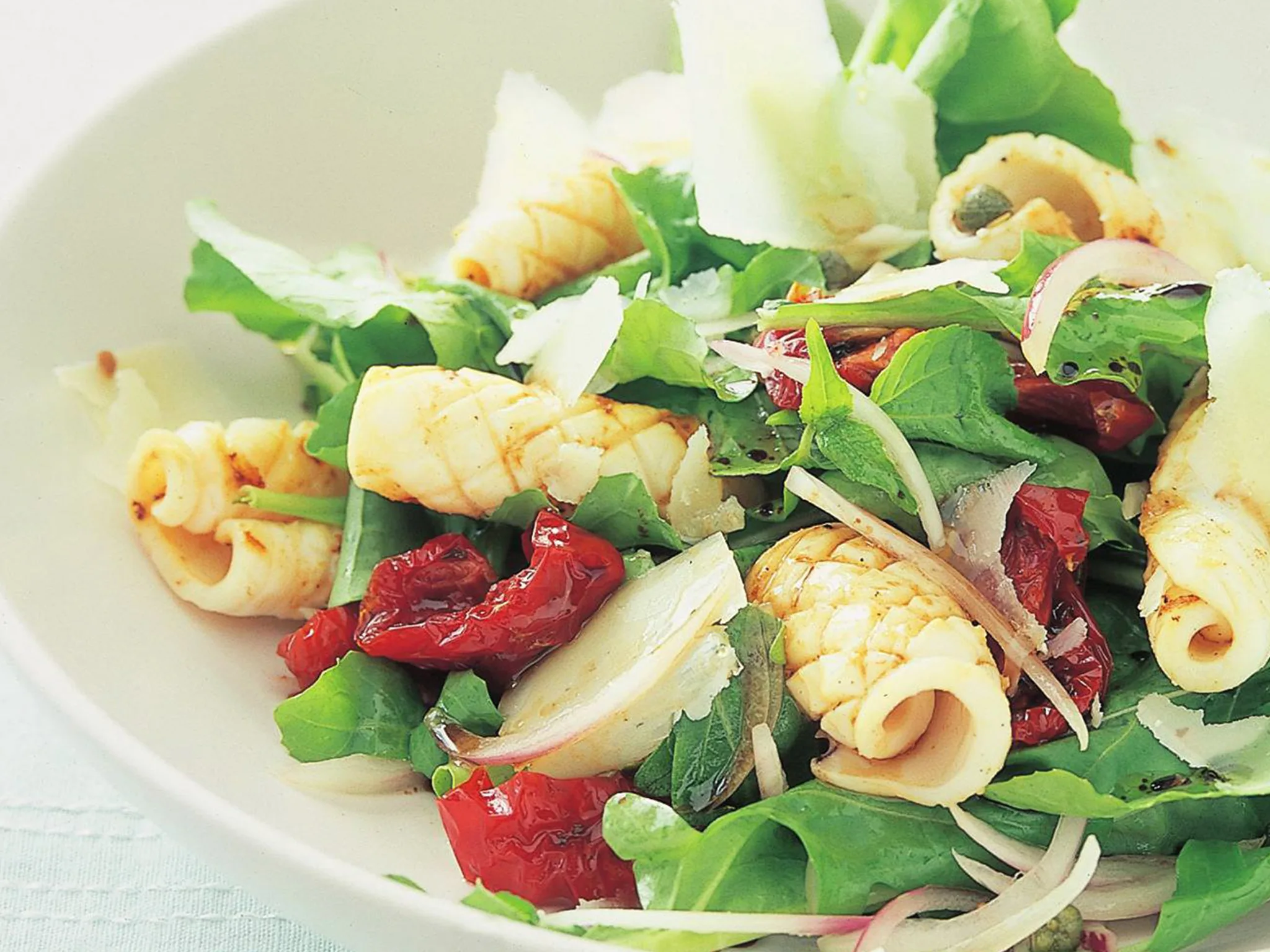 Char-grilled cuttlefish, rocket and parmesan salad