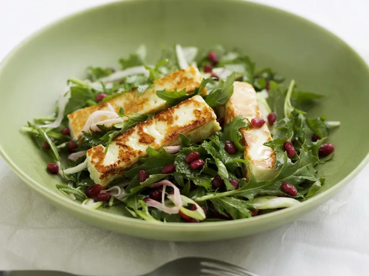 turkish haloumi and pomegranate salad