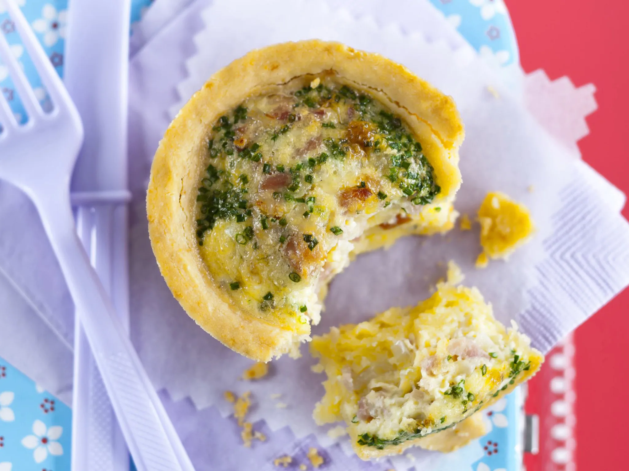 egg, bacon and parmesan pies