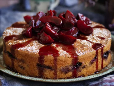 Plum and lemon POLENTA CAKE