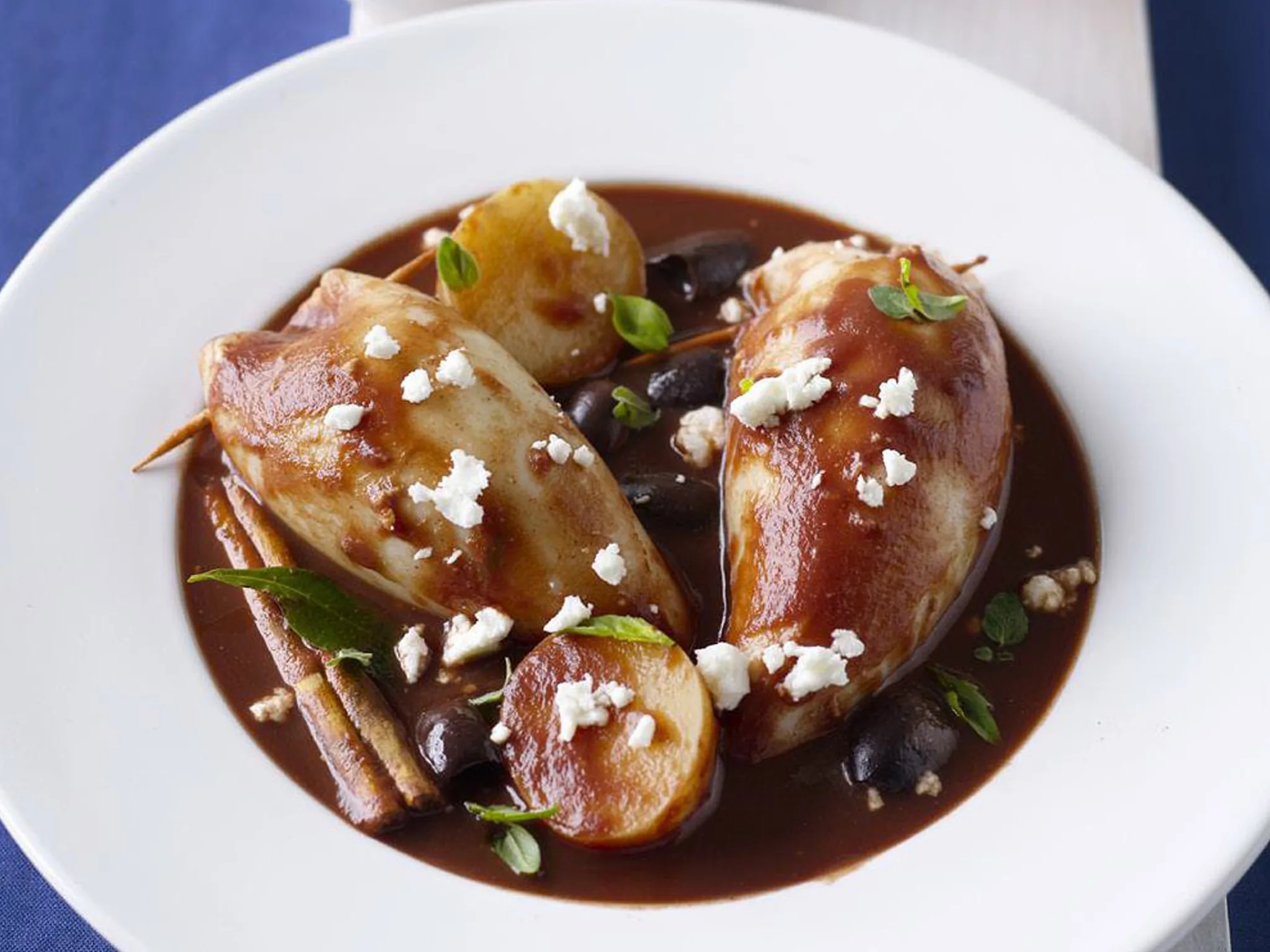 lemon-scented cheese-filled squid