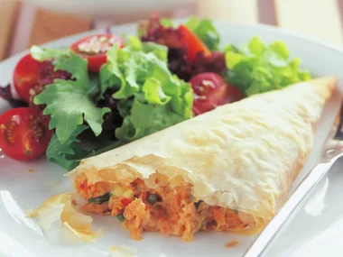 Salmon fillo triangles