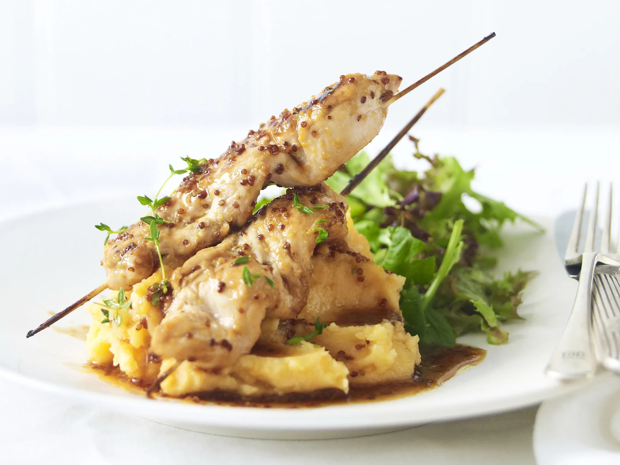 honey-mustard chicken with potato kumara mash