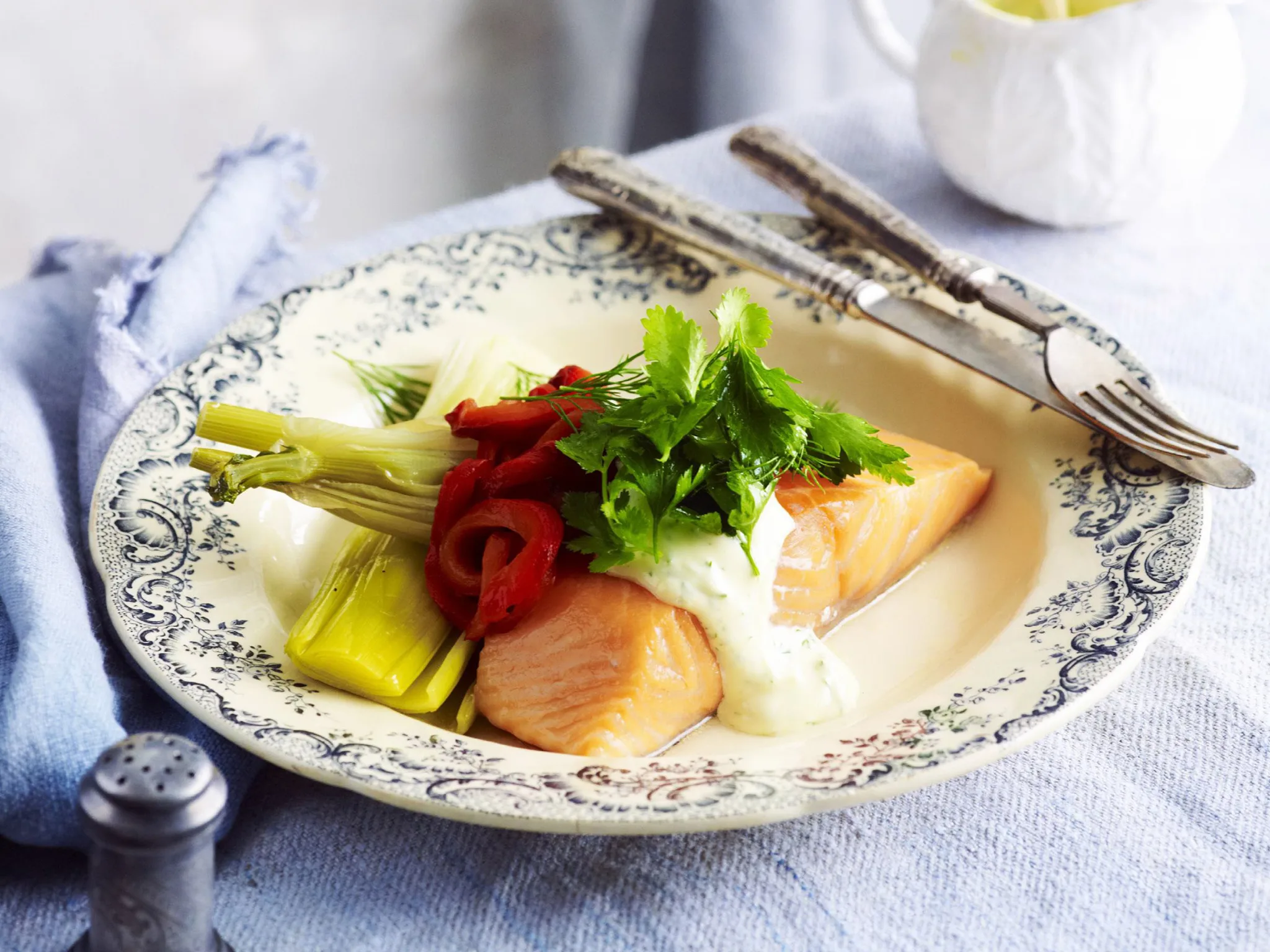 confit of salmon with herb salad