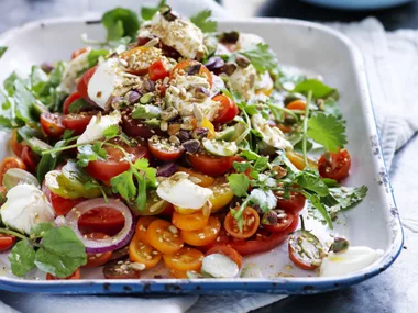 tomato salad with labne & seeds