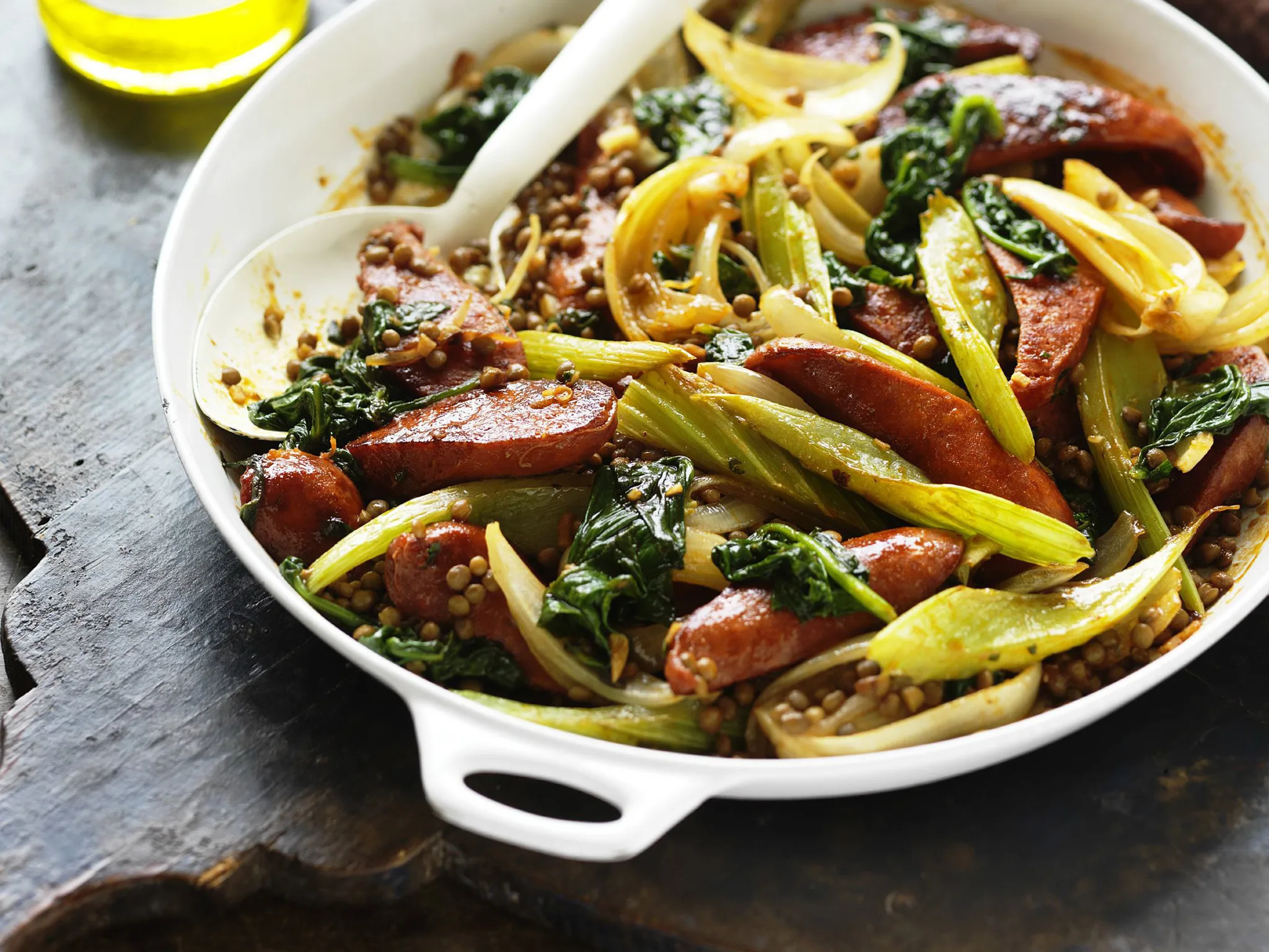 mediterranean lentils and chorizo