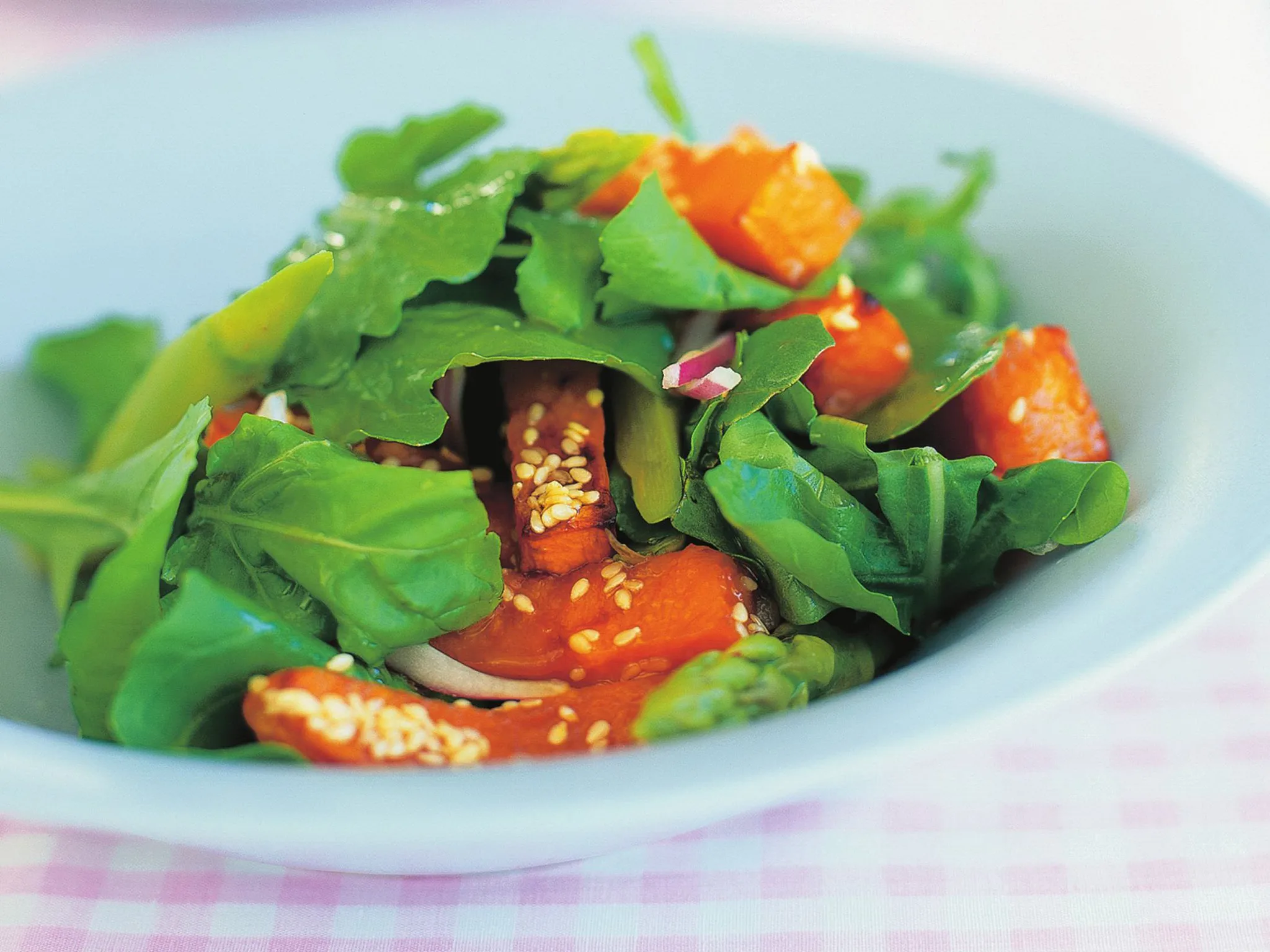 roasted pumpkin, sesameand rocket salad