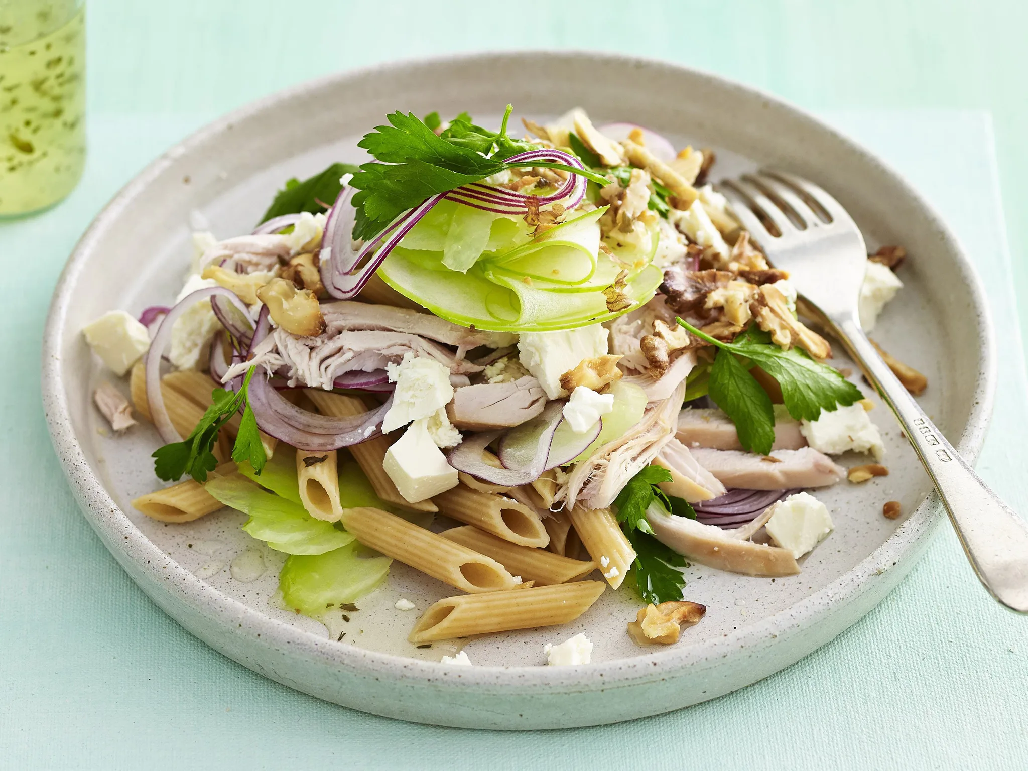 chicken, walnut and fetta pasta salad