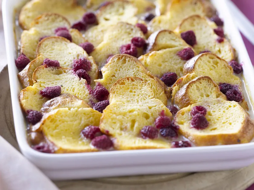Dark Chocolate, Raspberry and Brioche Pudding
