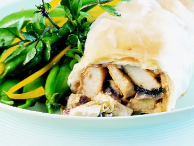 chicken and mushroom pastry parcels
