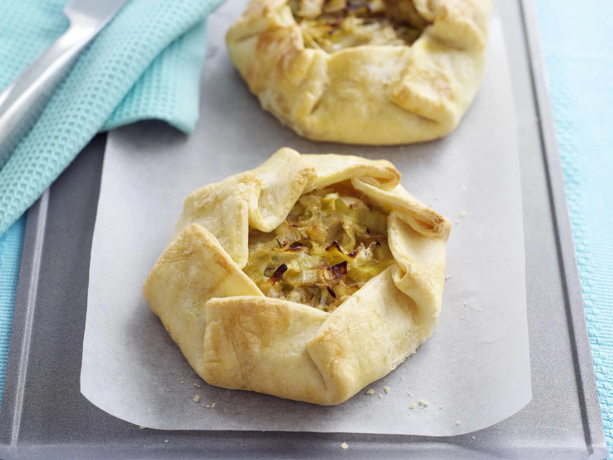 freeform caramelised leek tarts